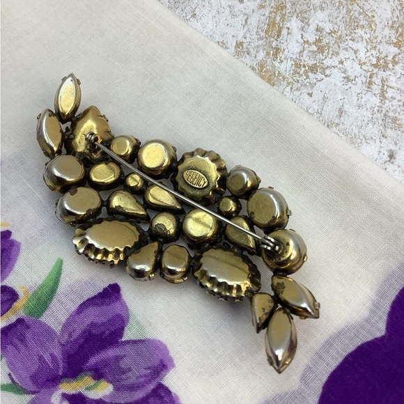 Antique Saphiret And Art Glass Brooch RARE Beauty Signed Regency - Picture 5 of 5